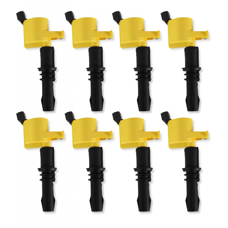 Ignition Upgrade Kit- 2004-2008 Ford 4.6L/5.4L/6.8L 3-Valve, Yellow 8-Pack Includes 8-Pack Of Hp Copper Spark Plugs (P/N 8160) & 8-Pack Of Ignition Coil (P/N 140033-8) ACCEL