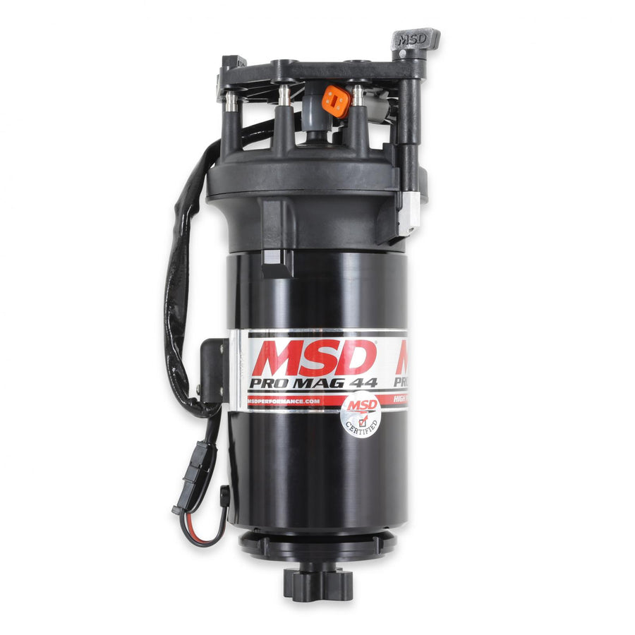 Pro Mag 44 Amp Generator, Ccw Rotation, Black Band Clamp This Black Pro-Mag 44 Generator Is Counterclockwise Rotation, Utilizes A Cross Drive, A Standard Diameter Cap, Rotor And A Wire Retainer MSD Ignition