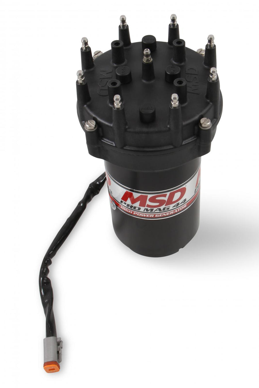 Pro Mag 44 Amp Generator, Ccw Rotation, Black Pro Cap, Band Clamp Black Pro-Mag 44 Generator Is Counterclockwise, Utilizes A Cross Drive, Pro-Cap (5 Inch Diameter), Rotor And A Wire Retainer MSD Ignition