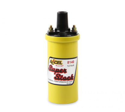 Ignition Coil Yellow 42000V 1.4 Ohm Primary Points Up To 6500 Rpm The 8140 Super Stock Ignition Coil Is A Canister Style Coil That Works With Oe Ignitions And Computers ACCEL