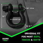 Rhino USA 30Ft Tow Strap/Shackles Combo