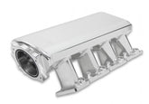 Low-Profile Sheet Metal Fabricated Intake Manifold GM Ls1/Ls2/Ls6 Hi-Ram 92Mm Throttle Body Opening + Fuel Rail Kit Silver With Logo Low Profile Mounting Provision For Map Sensor On Rear Of Intake Plenum Use GM #12592525 Sniper EFI