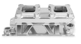 Sheet Metal Fabricated Intake Manifold Small Block Chevy Sbc Dual Quad Single Plane Carbureted Silver With Logo Sniper EFI