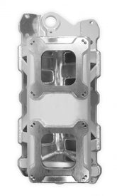 Sheet Metal Fabricated Intake Manifold Small Block Chevy Sbc Dual Quad Single Plane Carbureted Silver With Logo Sniper EFI