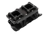 Sheet Metal Fabricated Intake Manifold Small Block Chevy Fabricated Intake Manifold Sbc Single Plane Carbureted (2 X 4150 Style Flange Changeable Plate) Black With Logo Sniper EFI