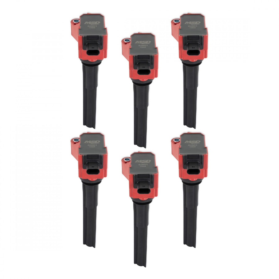 MSD Ignition Coil Ford Ecoboost 2.7L / 3.0L V6 Red 6-Pack 2018-2024 Ford Ecoboost 2.7L / 3.0L V6 6-Pack MSD Ignition
