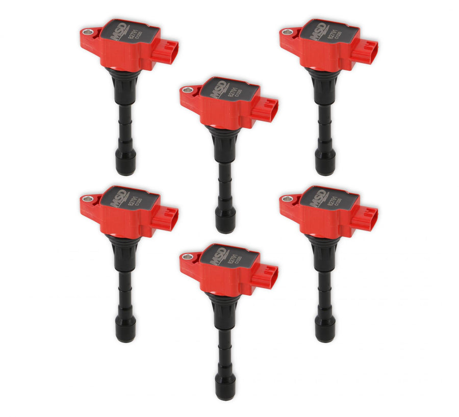 MSD Ignition Coil Blaster Series Fits Nissan/Infiniti 3.5L Red 6-Pack Fits Nissan 2007-2020 350Z/Altima/Maxima/Murano/Pathfinder/Quest Infiniti 2008-2020 G25 2.5L/Ex35/Fx35/G35/Jx35/M35/M35H/Q50/Q70/Qx60 3.5L Engine MSD Ignition