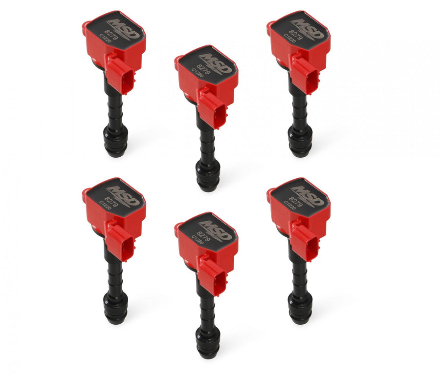 MSD Ignition Coil Blaster Series Fits Nissan/Infiniti 3.5L Red 6-Pack Fits Nissan 2003-2006 350Z Infiniti 2003-2008 G35/Fx35/M35 3.5L Engine MSD Ignition