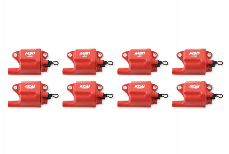MSD Ignition Coil Pro Power Series GM LS2/Ls7 Engines Red 8-Pack 2005-2013 GM Cars 5.3/6.0/7.0/8.1L W/Vin M And C 2005-2013 GM Trucks 5.3/6.0L W/ Vin G/T/U/H (8Th Digit) MSD Ignition