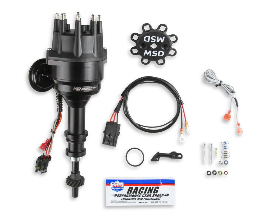 MSD Black Distributor, Ford, 351C-460, Ready-To-Run, Steel Gear MSD'S Black Distributor With Small Diameter Cap And Ready To Run W/Vacuum Advance And Steel Gear, No Ignition Box Needed MSD Ignition