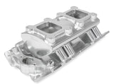 Fabricated Intake Manifold BBC Single Plane 2 x 4150 Silver with Sniper Logo 835061