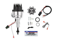 Distributor, Ford 289/302, Ready-To-Run, Black Cap, Steel Gear MSD'S Pro-Billet Distributor With Small Diameter Black Cap And Ready To Run W/Vacuum Advance And Steel Gear, No Ignition Box Needed MSD Ignition