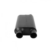 80 Series Chambered Muffler 80 Series Crossflow Stainless Steel 2.50 Offset In 2.50 Dual Out Aggressive Sound Flowmaster