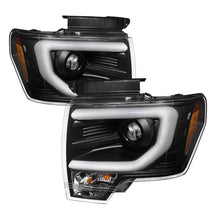 Load image into Gallery viewer, Spyder Ford F150 09-14 Projector Headlights Halogen Model- Light Bar DRL Blk PRO-YD-FF15009-LBDRL-BK