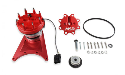 MSD Front Drive Distributor With Adjustable Cam Sync Small Block Chevy Front Drive Distributor With Adjustable Hall-Effect Cam Sync Sensor Ideal For Triggering EFI Systems MSD Ignition