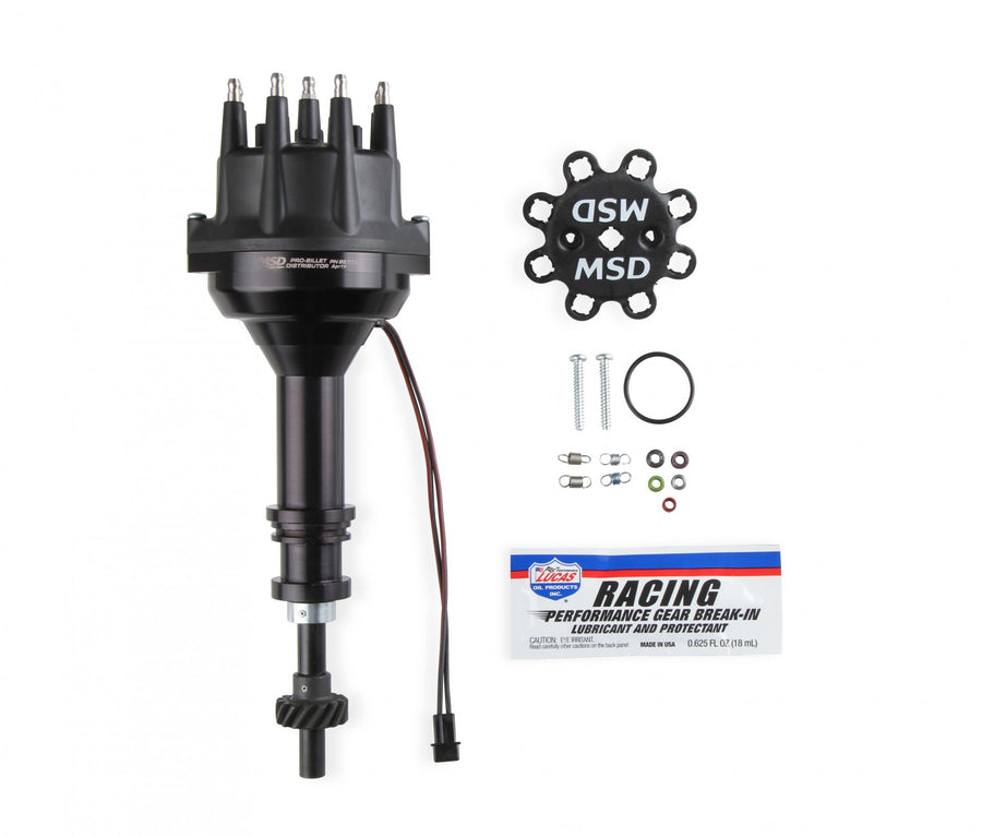 MSD Black Distributor Ford 351C-460 Pro Billet, Small Cap Steel Gear Pro-Billet Small Diameter Distributor Black Housing And Cap With Steel Gear MSD Ignition