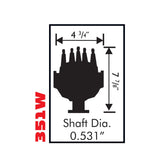 Ford 351W Small Diameter Pro-Billet Distributor Small Diameter Distributor For 351W, Includes Iron Gear. Must Be Used With An MSD 6, 7 Or 8-Series Ignition MSD Ignition