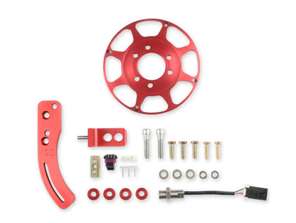 MSD Crank Trigger Wheel Kit Flying Magnet Hall-Effect Bbc 8 In. Big Block Chevy Crank Trigger Kit 8 In. Wheel/Hall-Effect Sensor/Adjustable Timing Pointer Red MSD Ignition