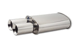 Vibrant StreetPower Turbo Oval Muffler | 3 in Inlet, Dual 3.5 in Tips, 304 SS | 1047
