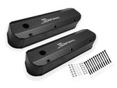 Valve Cover Fabricated Aluminum Ford Small Block Long Bolt Black 1962-85 Ford Windsor Small Block 260-351 Cubic Inch 1/4 Inch Thick Billet Rail Sniper EFI