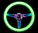 NRG Classic Wood Grain Steering Wheel (350mm) Glow-N-The-Dark Green Grip w/Neochrome 3-Spoke Center