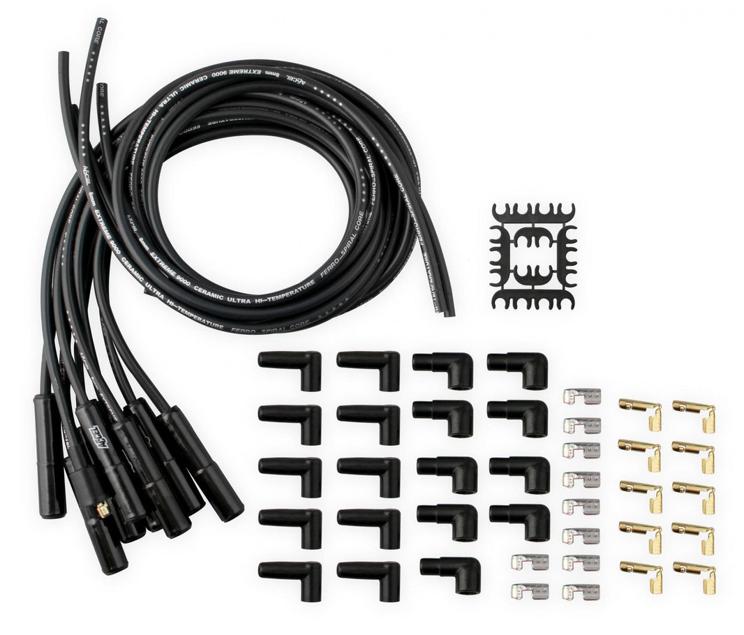 Spark Plug Wire Set Universal 180 Deg Black Ceramic Boots These Black Ceramic Boot Spiral Core Universal Fit Spark Plug Wire Sets Have Straight 180 Degree Boots ACCEL