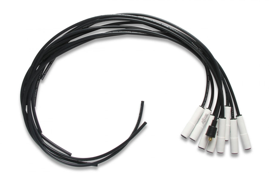 Spark Plug Wire Set Universal 180 Deg White Ceramic Boots These Ceramic Boot Spiral Core Universal Fit Spark Plug Wire Sets Have Straight 180 Degree Boots ACCEL
