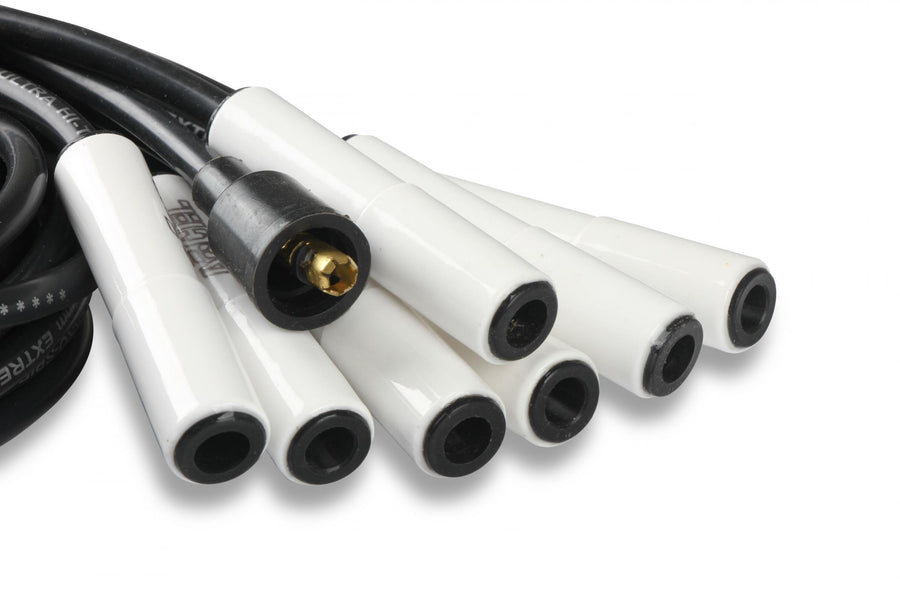 Spark Plug Wire Set Universal 180 Deg White Ceramic Boots These Ceramic Boot Spiral Core Universal Fit Spark Plug Wire Sets Have Straight 180 Degree Boots ACCEL