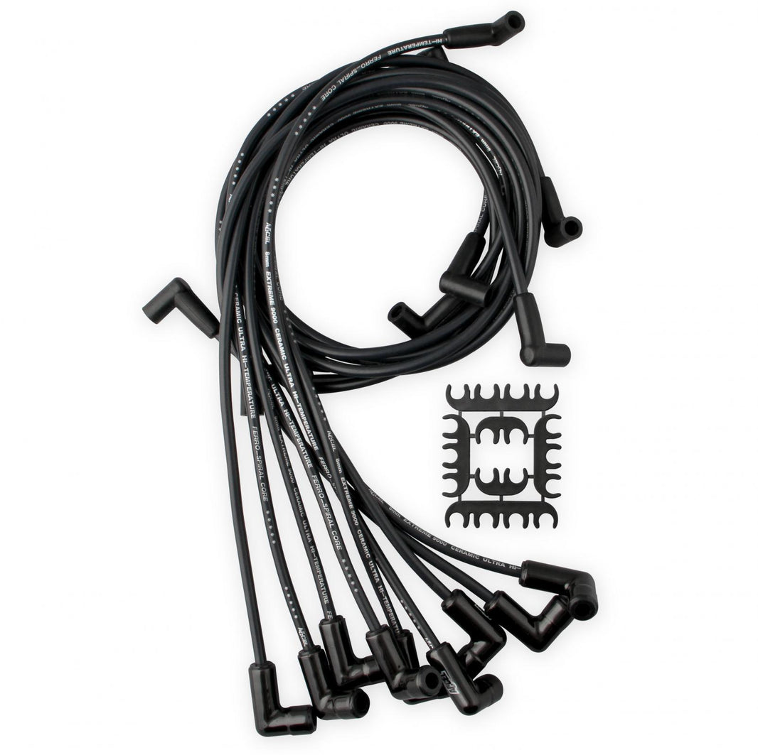 Spark Plug Wire Set Chevy Small Block- Hei 75-86 Wires Under Valve Cover Black ustom Fit Extreme Heat Black Ceramic Boot Spark Plug Wire Set ACCEL