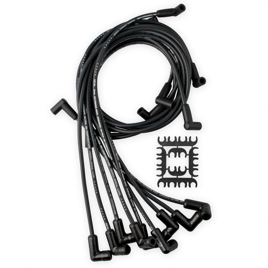 Spark Plug Wire Set Chevy Small Block- Hei 75-86 Wires Under Valve Cover Black ustom Fit Extreme Heat Black Ceramic Boot Spark Plug Wire Set ACCEL