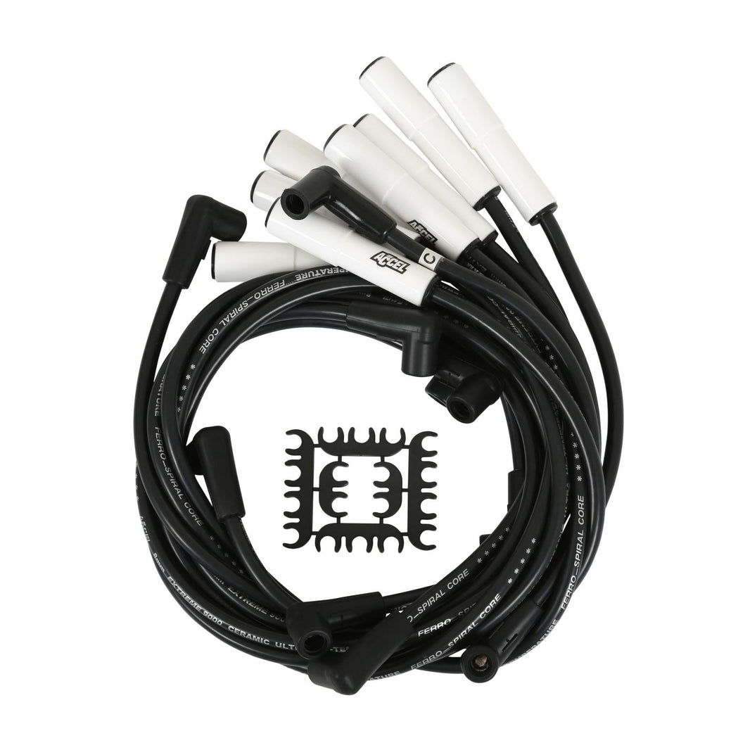 Spark Plug Wire Set Extreme 9000 Ceramic- Chevy/Gm Big Block 90-95 (Except Ss) This Custom Fit Extreme Heat Ceramic Boot Spark Plug Wire Set Fits Chevy / GM Big Block 1990-1995 (Except Ss) ACCEL