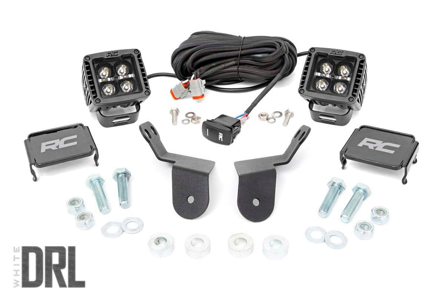 LED Light Kit | Cage Mount | 2" Black Pair | White DRL | Honda Pioneer 1000/Pioneer 1000-6 