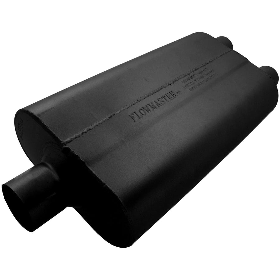 50 Series Delta Flow Chambered Muffler 50 Delta Flow 2.50 Center In 2.00 Dual Out Moderate Sound Flowmaster