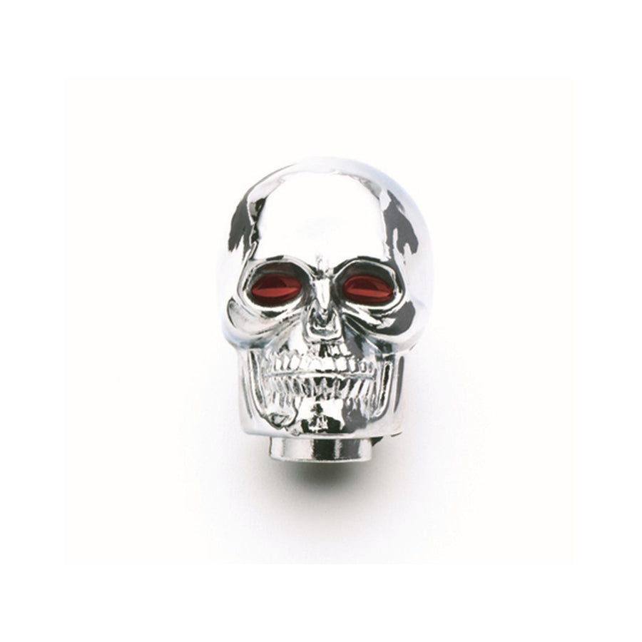 Shifter Knob Chrome Skull With Red Eyes Universal Design Fits 5/16 Inch Thru 1/2 Inch Diameter Shift Levers Mr Gasket