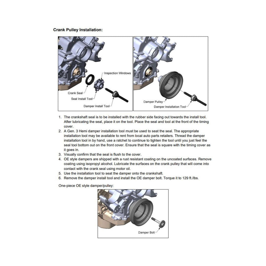 Replacement Damper Non VVT Cast Iron Damper for Gen III Hemi Mid-Mount Accessory Drive System Non VVT Black Finish Holley