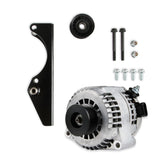 Gen III Hemi Alternator Relocation Kit W/ Alternator Moves Alternator Inward for Extra Clearance on Right Side of Engine Includes Alternator 197-302 (150 Amp Output) Black Brackets & Natural Aluminum Alternator Holley