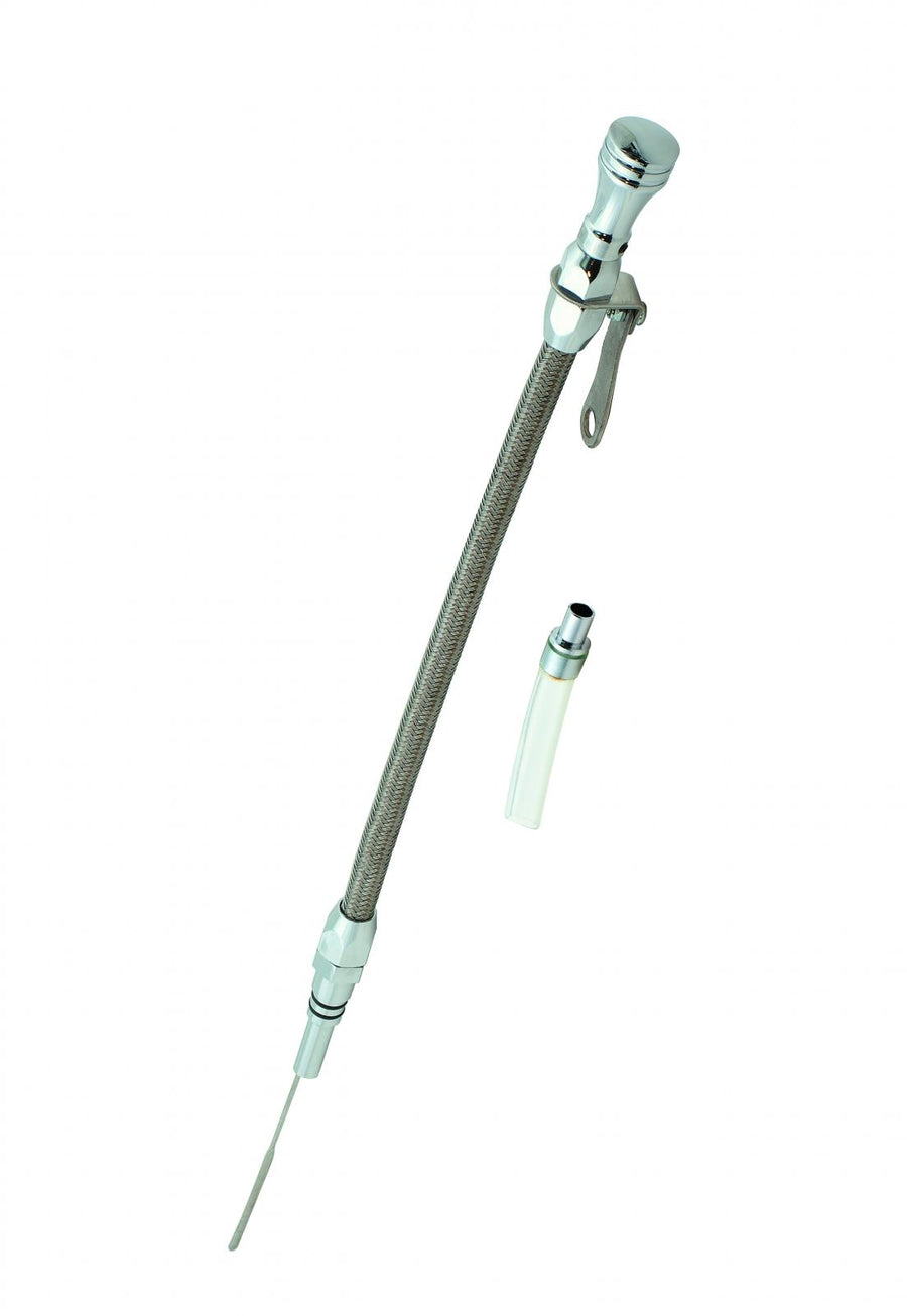 Engine Oil Dipstick & Tube Braided Stainless Steel Fits 1965-1990 Chevrolet 396-454 Big Block Mr Gasket