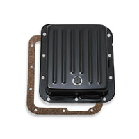 Transmission Oil Pan Black Steel Fits Ford C4 case-filled. Stock Depth and Capacity Finned Design Mr Gasket