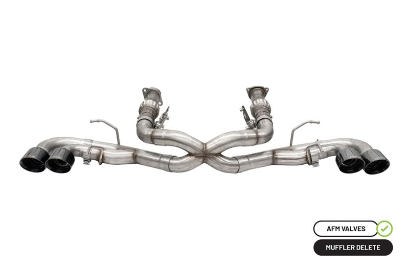 Corsa 20-24 Corvette C8 3in Xtreme Cat-Back Exhaust 4.5in Blk Quad Tips - Integrates stock AFM Valve