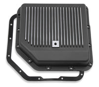 Transmission Oil Pan Black Aluminum Fits GM TH350 Stock Depth and Capacity Finned Design Mr Gasket