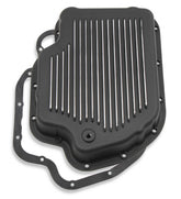 Transmission Oil Pan Black Aluminum Fits GM TH400 Stock Depth and Capacity Finned Design Mr Gasket