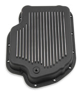 Transmission Oil Pan Black Aluminum Fits GM TH400 Stock Depth and Capacity Finned Design Mr Gasket
