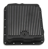 Transmission Oil Pan Black Aluminum Fits GM 700R4/4L60/4L60E Stock Depth and Capacity Finned Design Mr Gasket