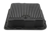 Transmission Oil Pan Black Aluminum Fits GM 700R4/4L60/4L60E Stock Depth and Capacity Finned Design Mr Gasket