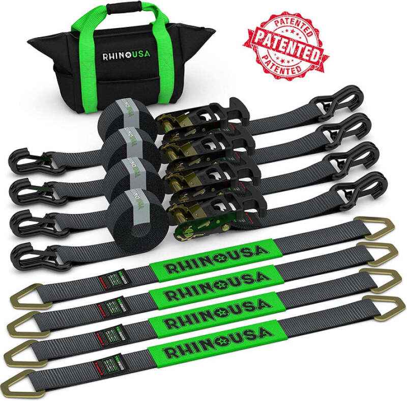 Rhino USA Heavy Duty Vehicle Tie Down Kit - Black