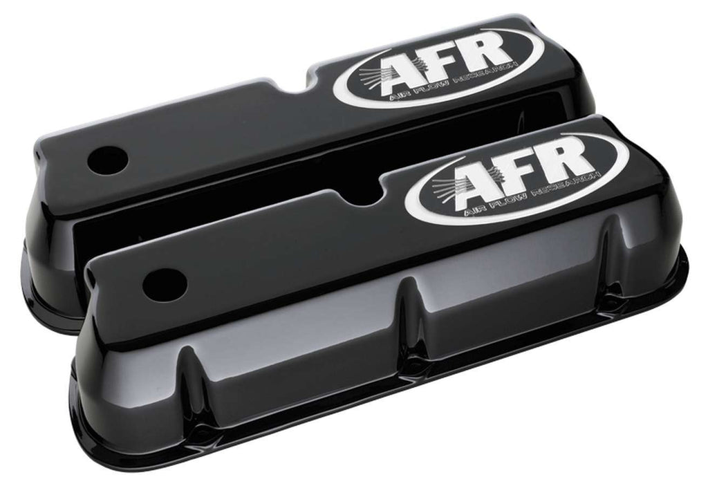 Air FLow Research SBF Tall Alum Valve Cvr Black w/AFR Logo 6715