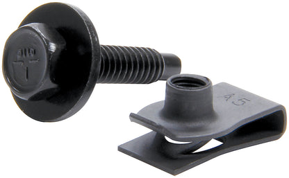 Allstar Performance Body Bolt Kit w/ Clips 1-1/8in 10pk — 1/4-20in Thread, Black Oxide | ALL18558