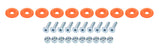 Allstar Performance Countersunk Bolt Kit Fluorescent Orange 10pk ALL18689
