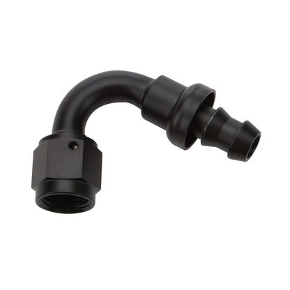 Allstar Performance Pushlock Hose End — Black 120 Degree Elbow -8 AN | ALL49463