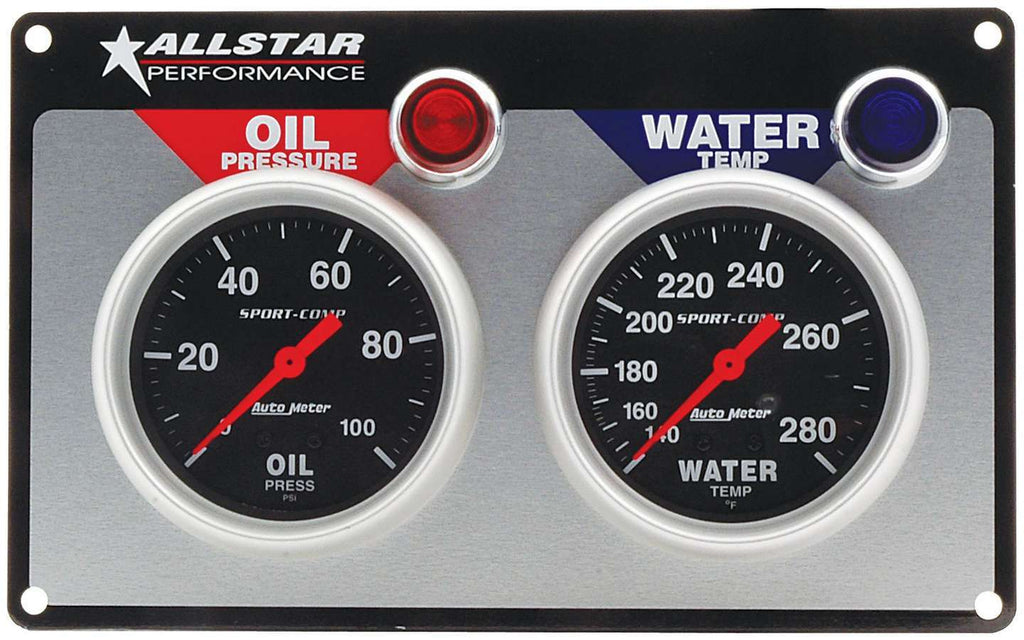 Allstar Performance 2 Gauge Panel A/M OP/WT Sport-Comp ALL80110